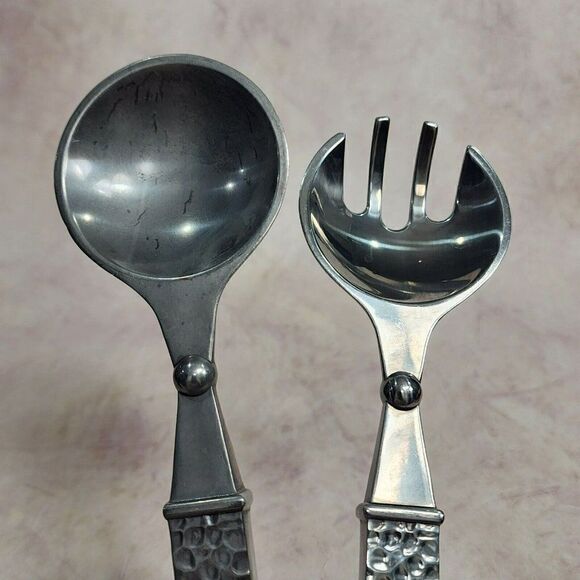 Southern Living At Home Conroy Salad Servers Set Hammered Handle - Picture 9 of 9